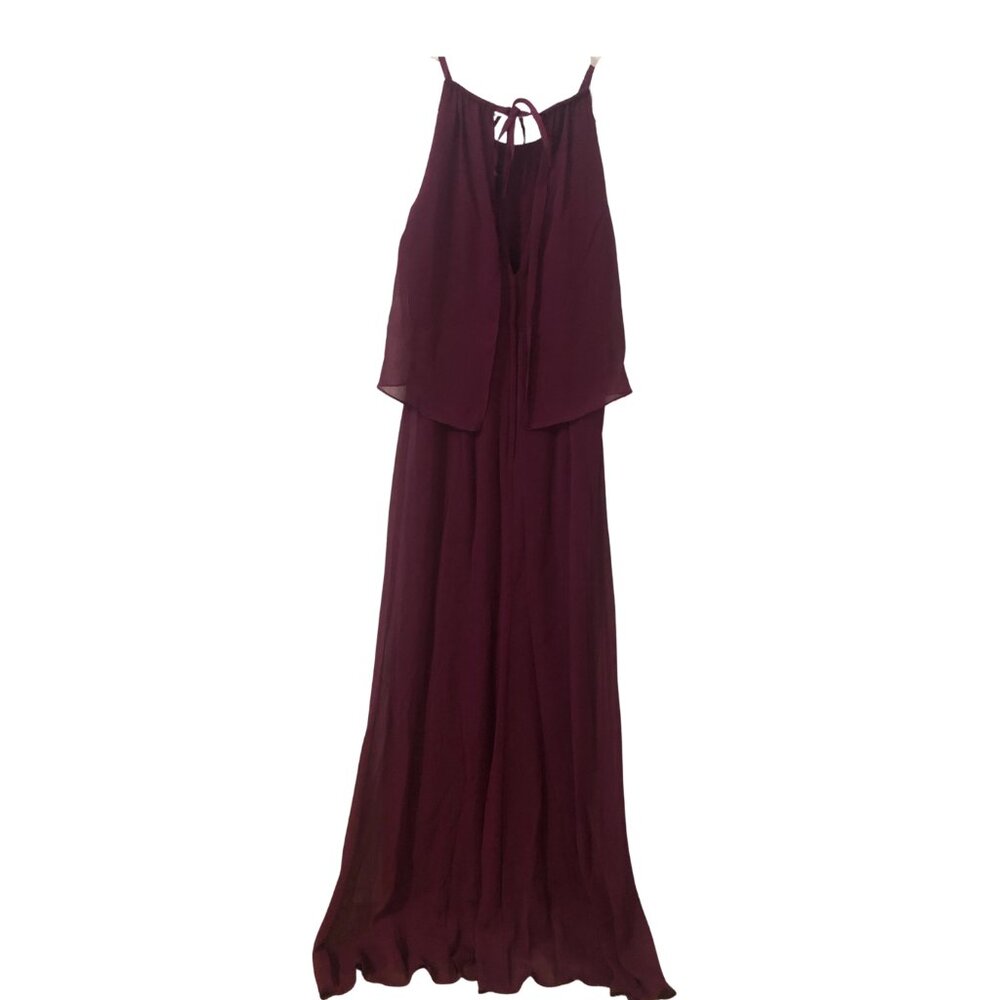 Sleeveless Wine sangria halter flowy prom evening formal long dress size 8 - Picture 2 of 9